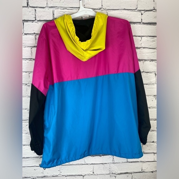 Elbowgrease Oversized Colorblock Y2K Pink & Blue Hooded Windbreaker size XL - Picture 6 of 7